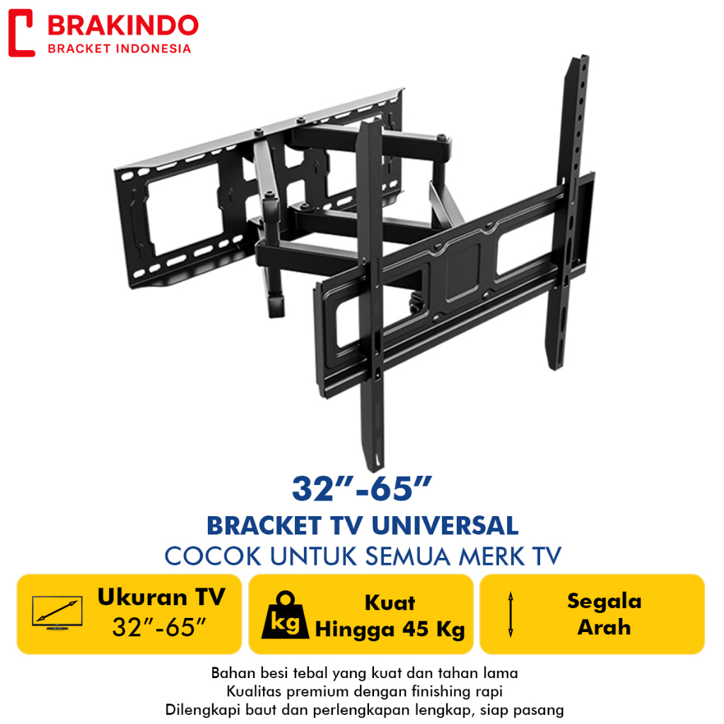 Bracket TV LED Monitor Full Motion TV 32-65 inch Maju Mundur Miring - Bracket TV, Braket TV, Breket 