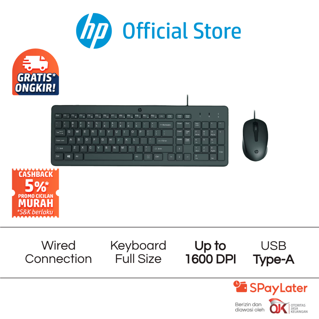Mouse Wired and Keyboard HP 150 Windows 11 Windows 10 42.59 x 14.61 x 2.68 cm (keyboard) 10.34 x 6.1