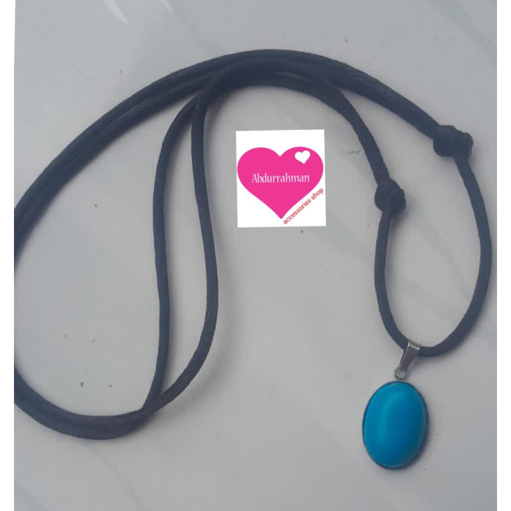 KALUNG SATIN BANDUL BATU PIRUS BIRU POLOS