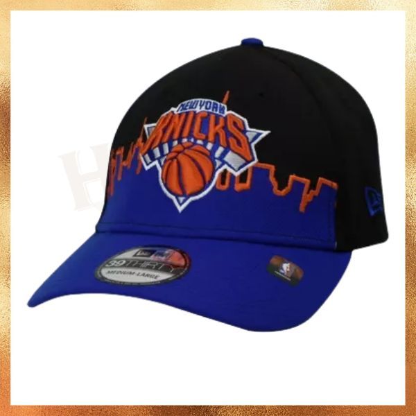 Topi New Era NY New York Knicks Black Blue 39THIRTY Original
