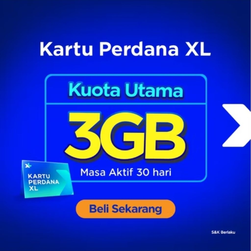 PROMO KARTU PERDANA XL PRABAYAR KUOTA 3GB|30hari