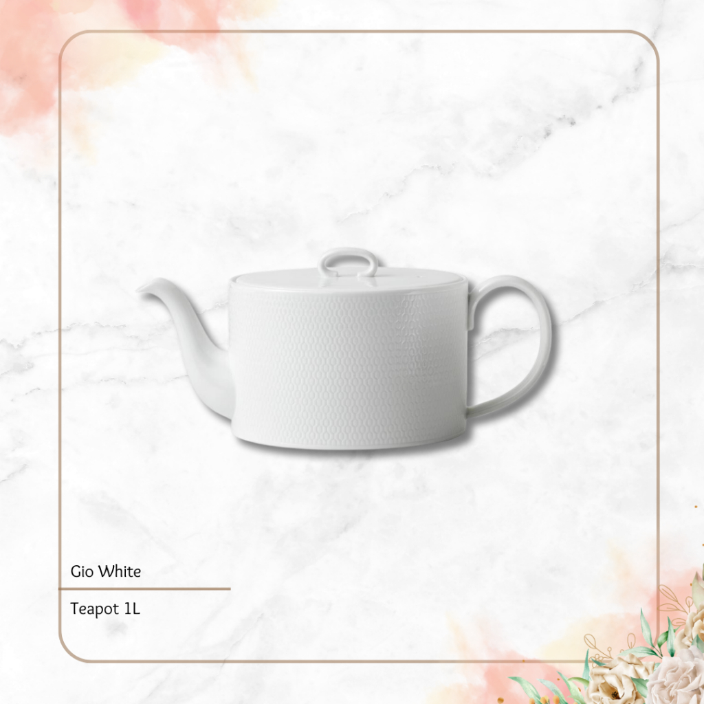 Wedgwood Gio- Teapot Keramik / Teko Teh / Jug 1L| Teko Teh Bone China Premium