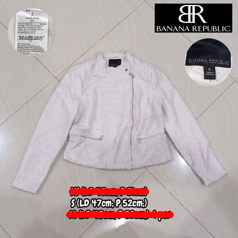 Jaket Cewe Bulu Tebal BANANA REPUBLIC Putih