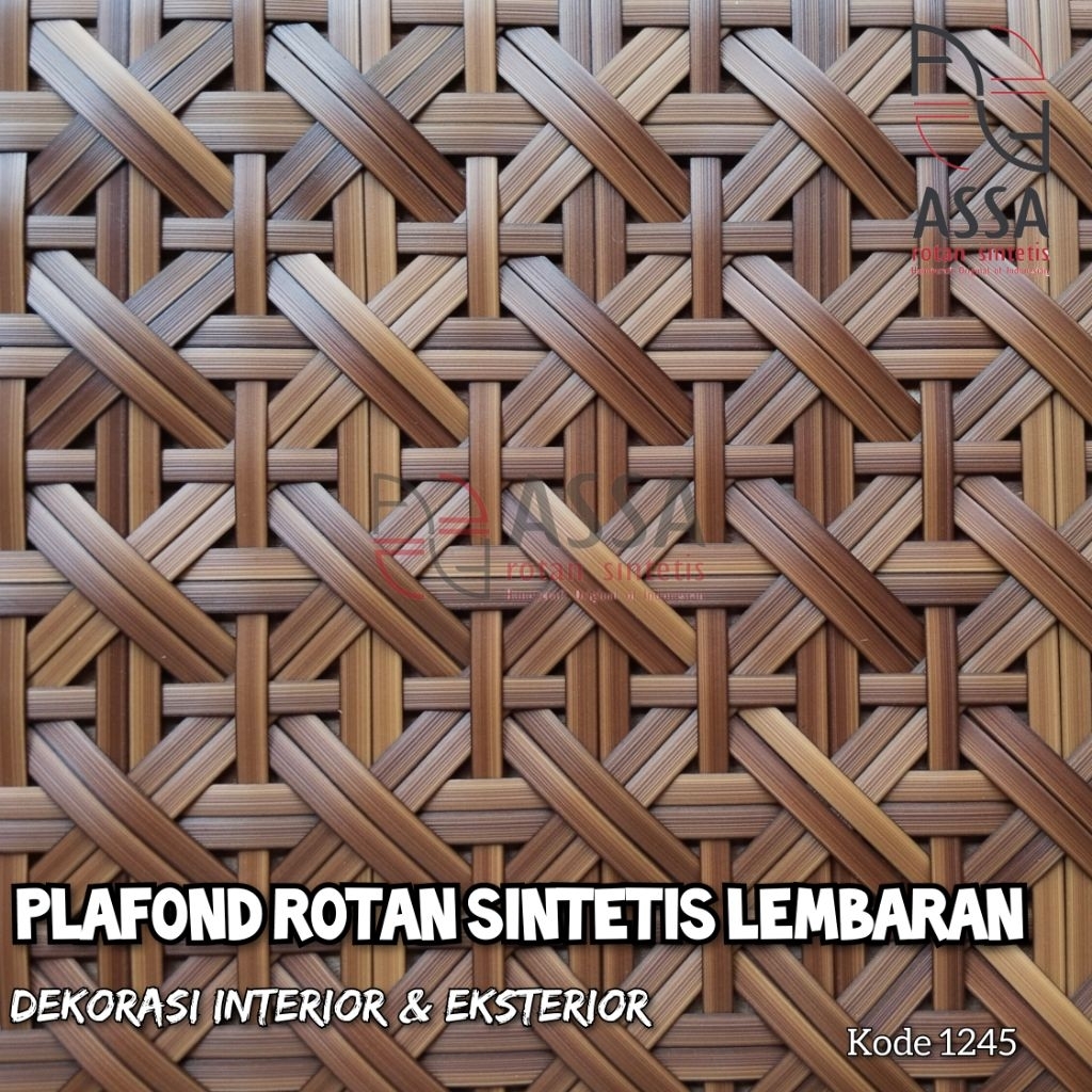 Plafond Rotan Sintetis Lembaran Motif Diagonal X Cross