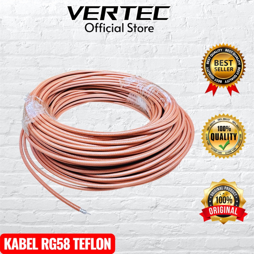 Kabel RG58 Teflon Inner Perak Tunggal 50 Ohm RG-58 Untuk Antena Mobil Radio Rig