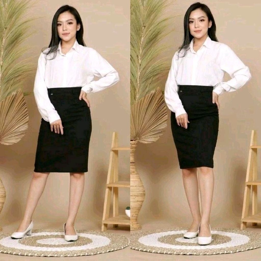 Rok Span Pendek 7/8 Scuba Ukuran Standar, Jumbo BB 40-90kg // Rok Span Midi Skirt Office Scuba Premi