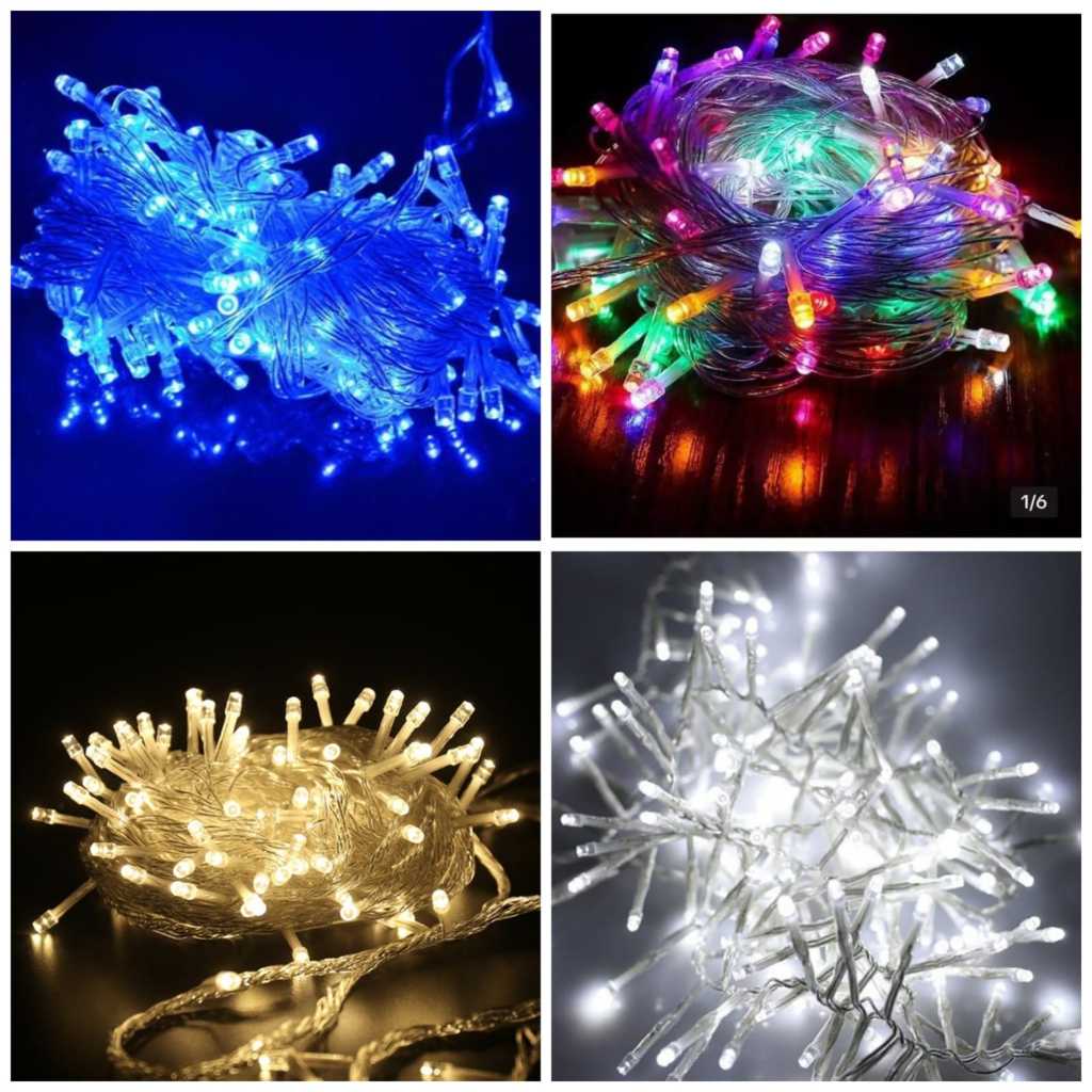 Yeraya Lampu Natal LED 100 Warm White Kabel Putih Transparan Kualitas lampu pohon natal panjang lamp
