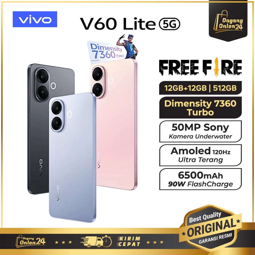 VIVO V60 Lite 5G 12GB/512GB Android HP Gaming Handphone Kamera Terbaik Sony HP Murah Original 100%