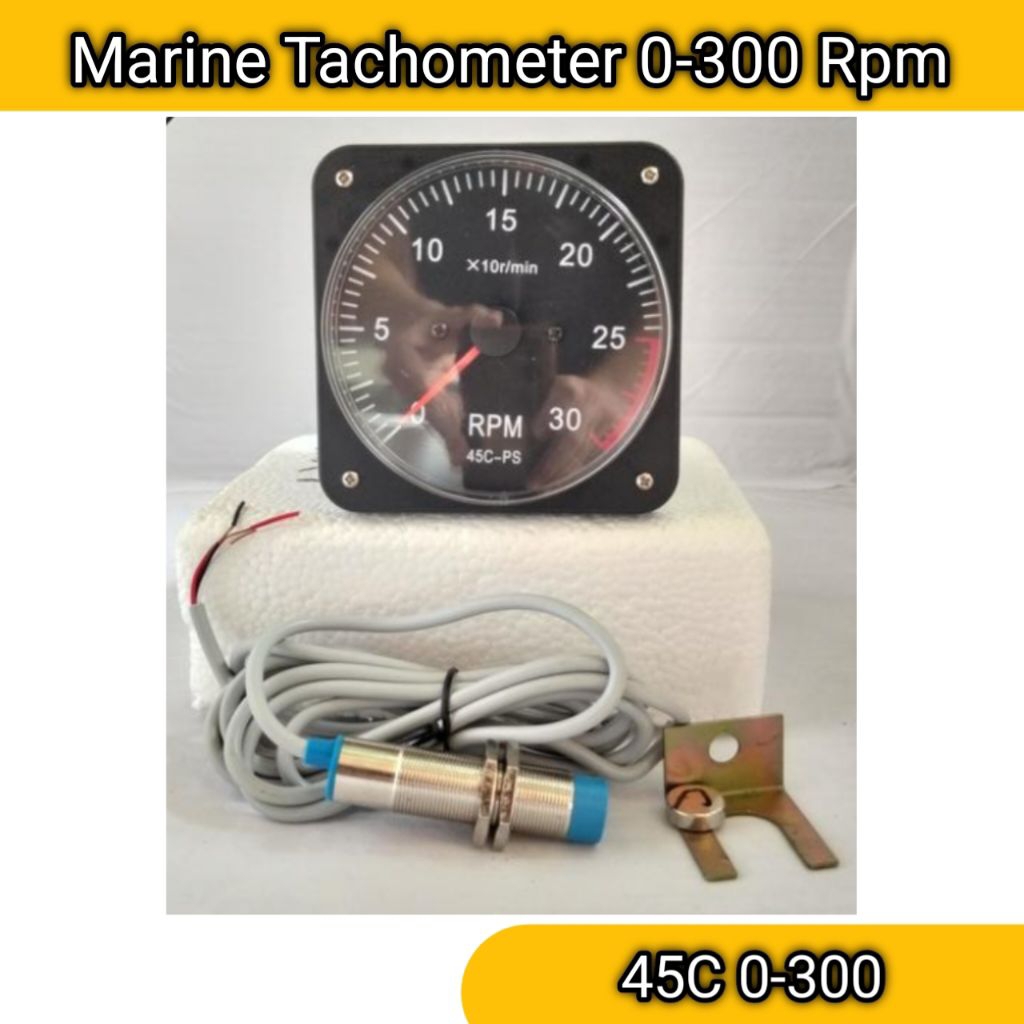 Tachometer Kapal 0-300 RPM 45C Analog Pointer Tachometer