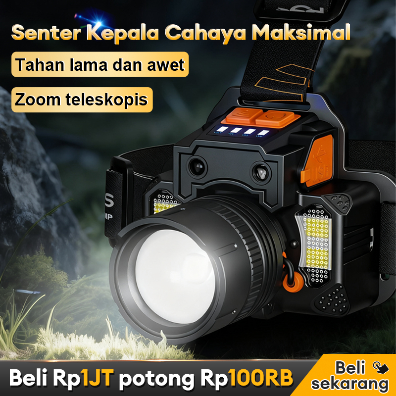 SENTER KEPALA LED 1000W ZOOM DAN SENSOR / SENTER KEPALE SUNPRO ORIGINAL HEADLAMP