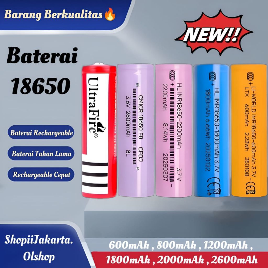 Baterai 18650 - Baterai Mic - Baterai Speaker •ShopiiJakarta•