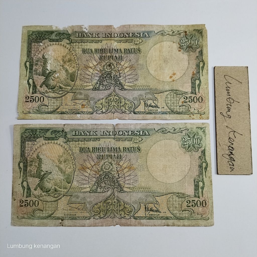 uang kuno Seri Hewan 2500 Rupiah 1957
