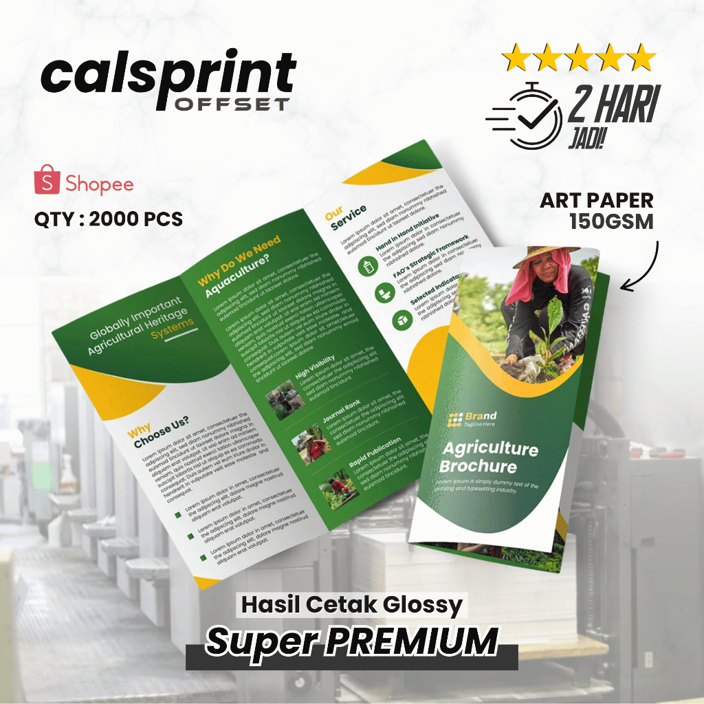 Cetak Brosur A4 Lipat 3 Trifold | Leaflet Promosi Offset Printing Super Premium Glossy