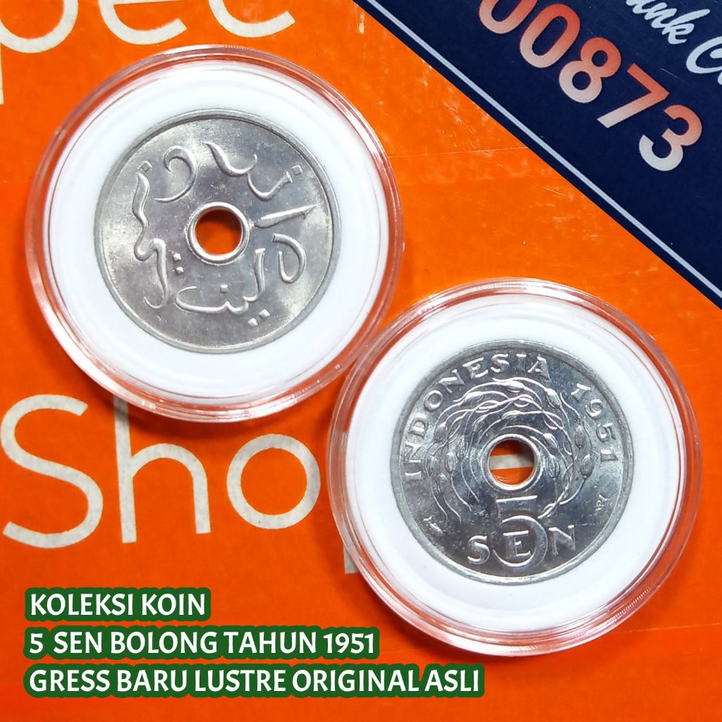 UKI0051Coin 5 Sen (bolong) Thn 1951 Gress Lustre Original