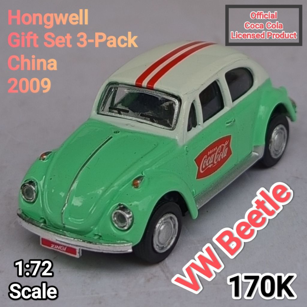 Diecast Mini Scale 72 Hongwell Cararama VW Volkswagen Beetle Coca Cola Official Licensed Product Loo