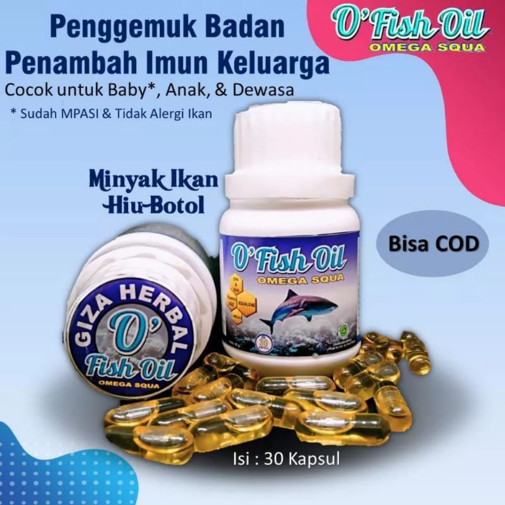 Minyak Ikan Hiu Omega Squa Plus Original O Fish Oil  Nutrisi Suplemen Penggemuk dan Berat Badan