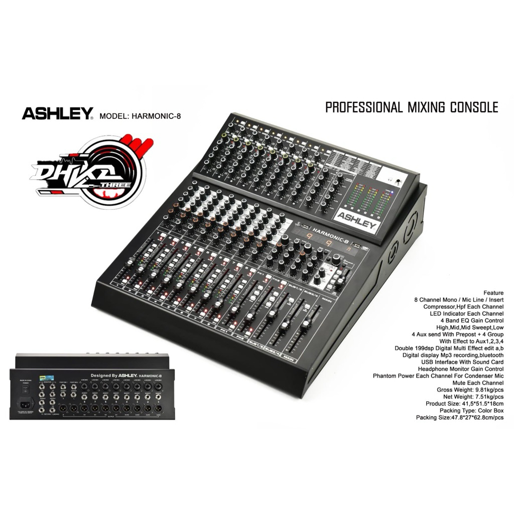 MIXER ASHLEY HARMONIC 8 COMPRESS BARU / MIXER ASHLEY 8 CHANNEL HARMONIC 8 COMPRESS BARU / Mixer Ashl