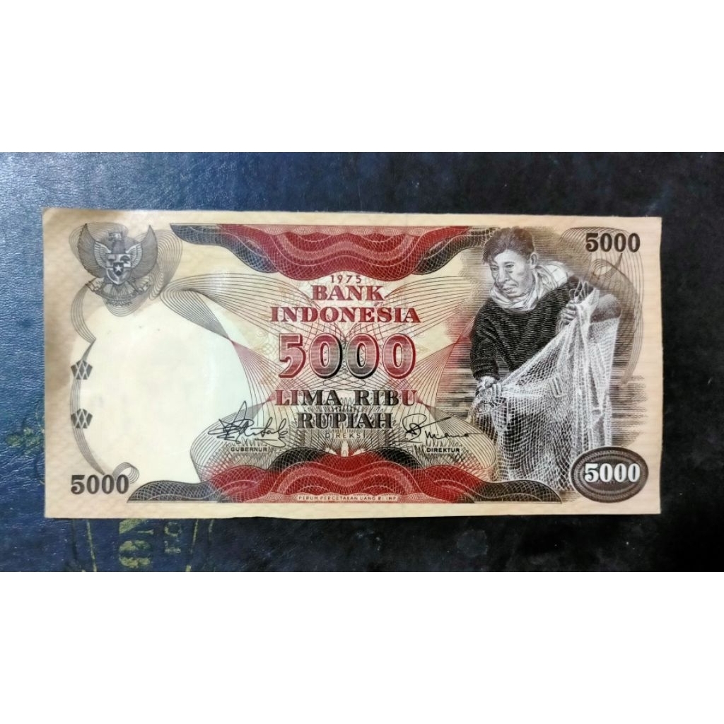 Langka uang 5000 penjala 1975 laminating