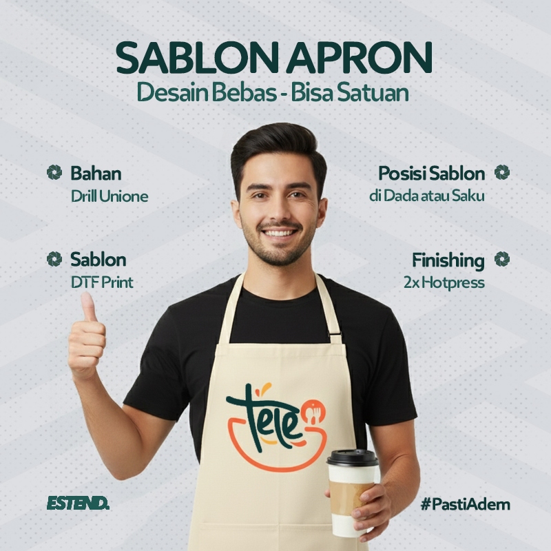 Celemek Sablon Satuan / Apron Custom Sablon Satuan / Apron Custom / Celemek Custom Logo, Apron Celem