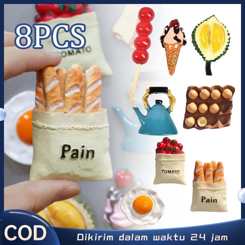 8pcs Tempelan Kulkas Magnet Penataan Makanan Magnet Kulkas Magnet Kulkas Unik Tempelan Magnet Kulkas