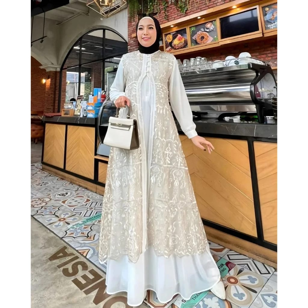 Mayra Dress New Brukat Tulle Gamis Muslim Dress Murah Gamis Syari Gamis Pesta Brukat Depan belakang