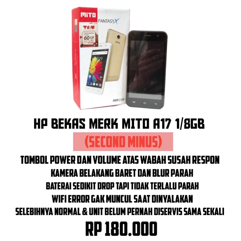 HP BEKAS MITO A17 1/8GB (MINUS)