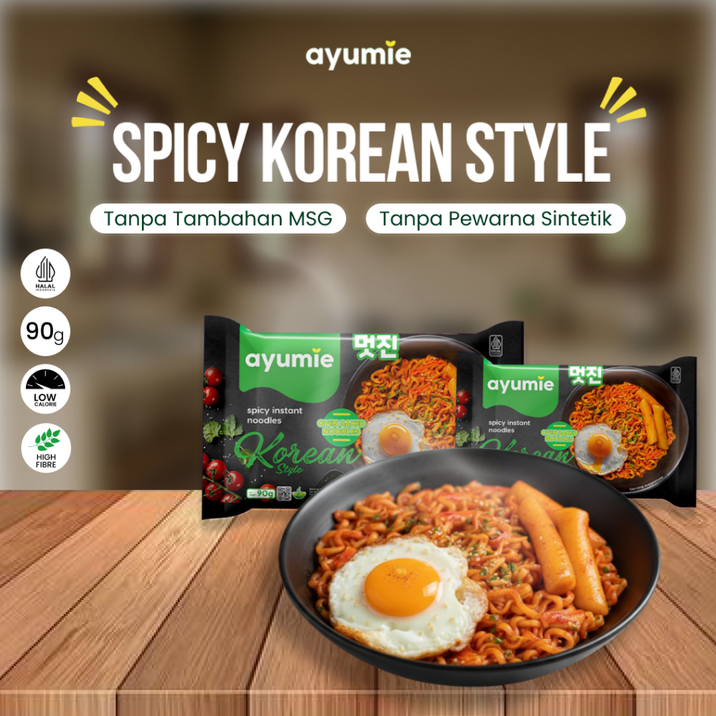Ayumie Korean Spicy 20 Pack – Mie Sehat Tanpa MSG & Kemasan Kardus