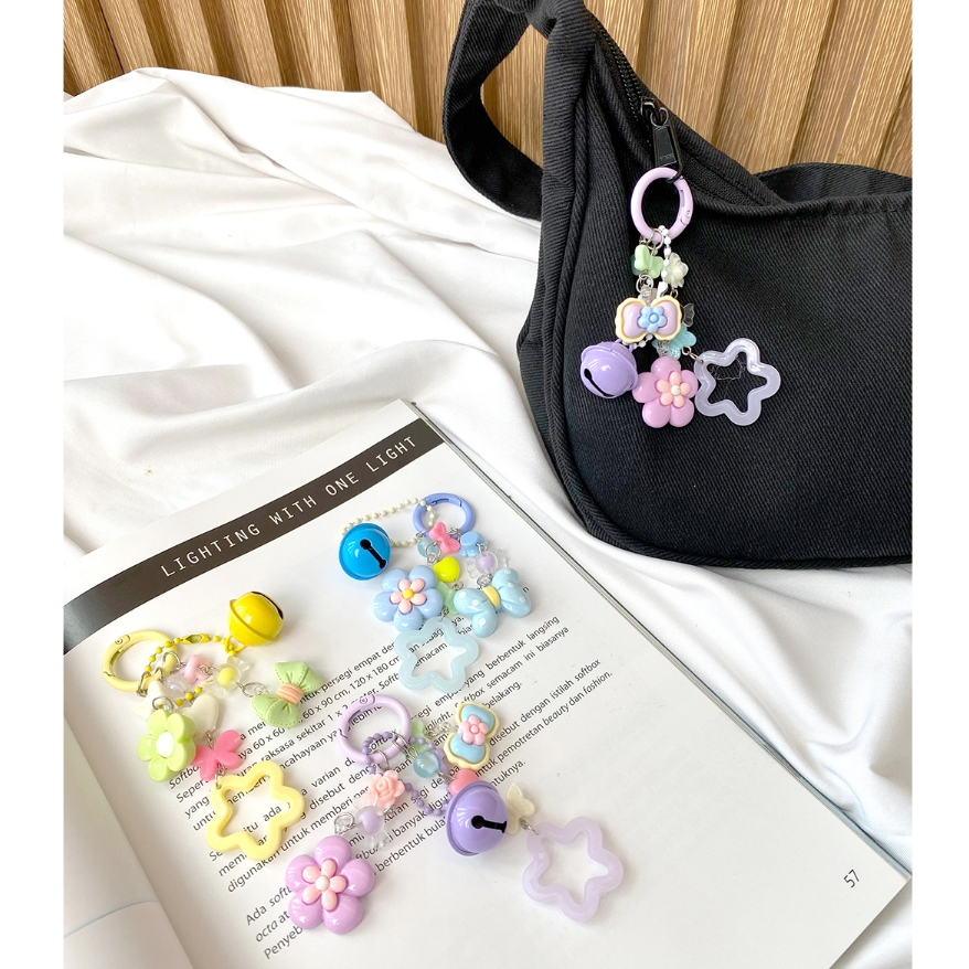 PART 5 Bag Charm Aesthetic Keychain Macrame Gantungan Tas Mote Pita Mutiara / Clay Bintang/Pita Gant