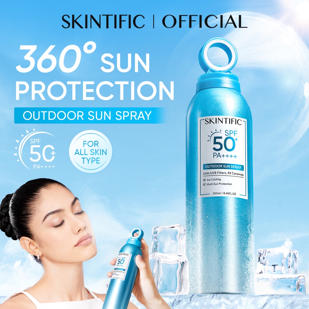 SKINTIFIC - Outdoor Sunscreen Spray SPF 50+ PA++++ 250ml | UV Mist Tone Up Sun Shield Sunscreen Whit
