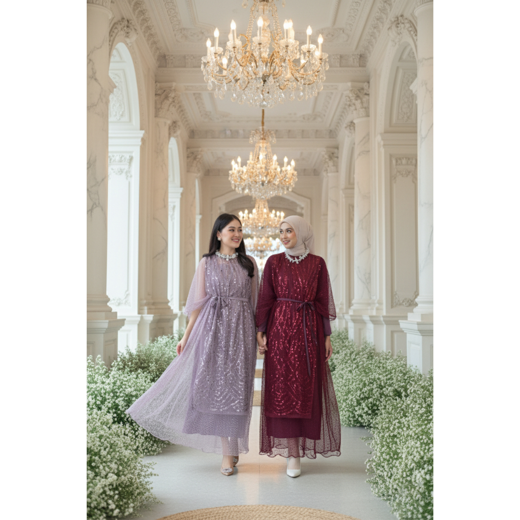 Ayyara Long Dress Lebaran by MISSNOMI I Gamis Lebaran I Gamis Brukat - Pakaian Wanita