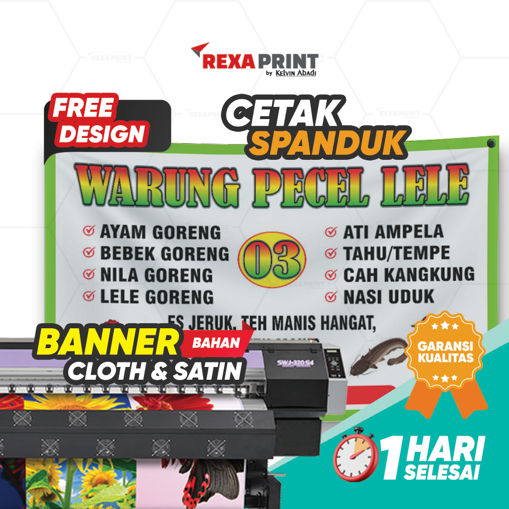 SPANDUK/BANNER PECEL LELE FREE DESAIN BAHAN KAIN