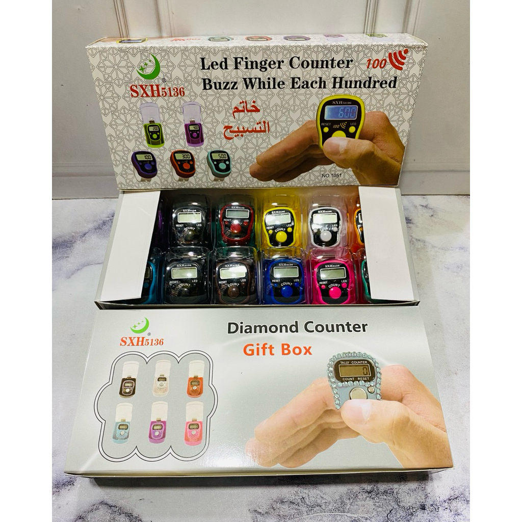 Isi 12 Pcs / Box  Grosir Tasbih Digital Tasbih Jari Tasbih Eletrik Finger Counter Penghitung Dzikir 