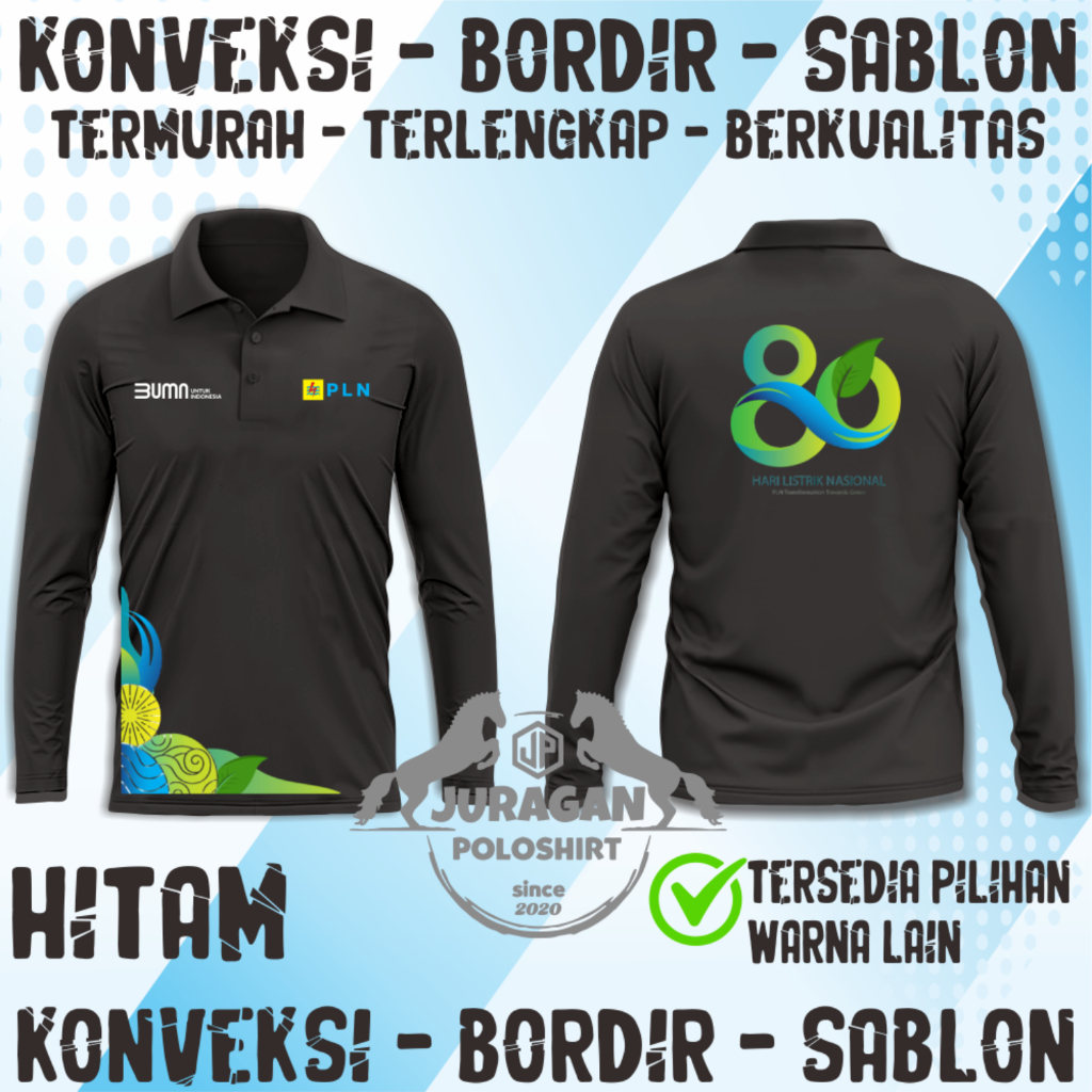 KAOS KERAH HARI PLN KE 80TH BUMN NASIONAL LENGAN PANJANG - KAOS KERAH HARI PLN KE 80-BAJU KERAH PLN