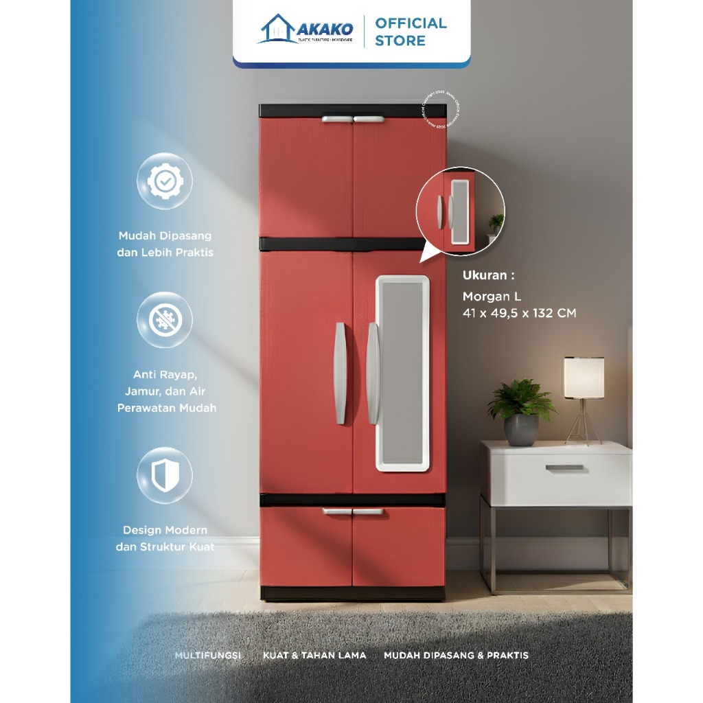 AKAKO - LEMARI PAKAIAN PLASTIK AKAKO MORGAN  / KODE : AKAKO MORGAN