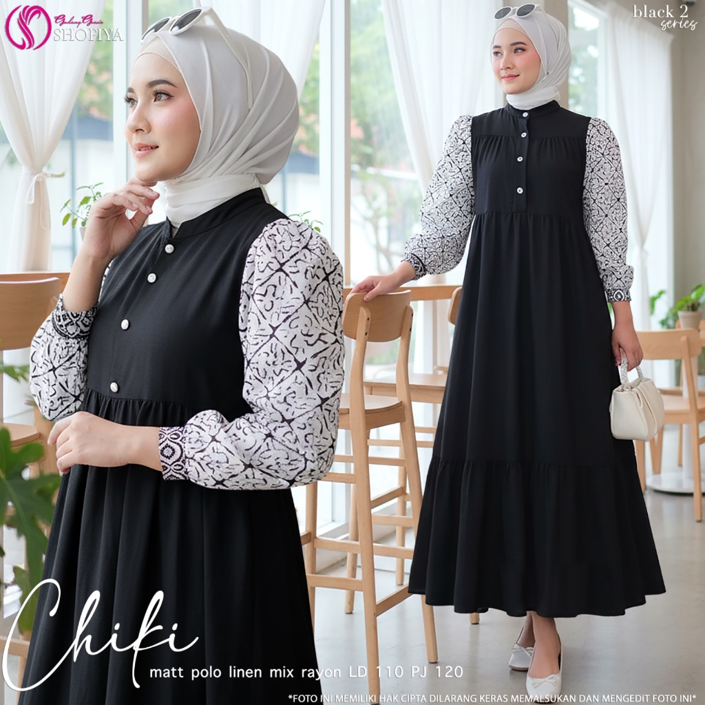 Chiki Dress Original Shofiya Chiki Shofiya Polo linen Mix Rayon Dress Midi Chiki Shofiya