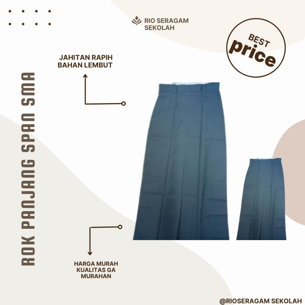 ROK SMA ABU SEPAN PANJANG PEREMPUAN / ROK SERAGAM ABU / ROK SMA / ROK ABU SMA / SERAGAM SMA ABU