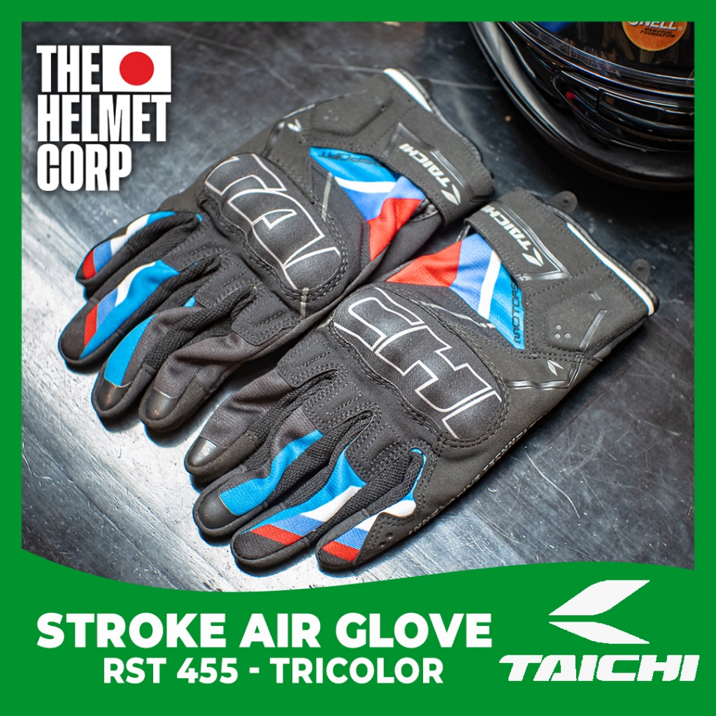 TAICHI RST455 STROKE AIR GLOVE TRICOLOR ORIGINAL SARUNG TANGAN MOTOR TAICHI RST455