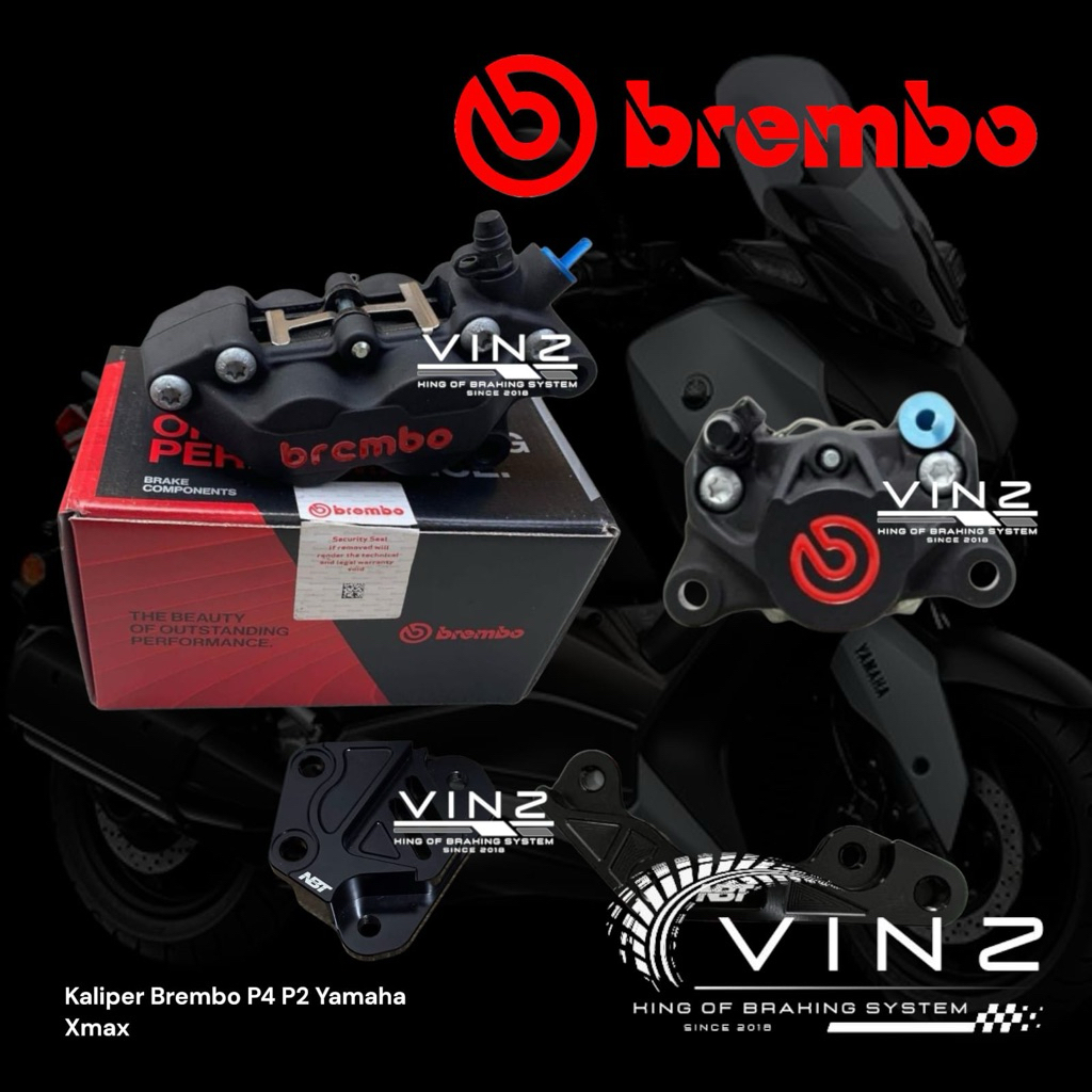 Kaliper 4 Piston 2 Piston Brembo Black Red Logo // Kaliper Brembo Xmax Black Red Logo // Kaliper 4P 