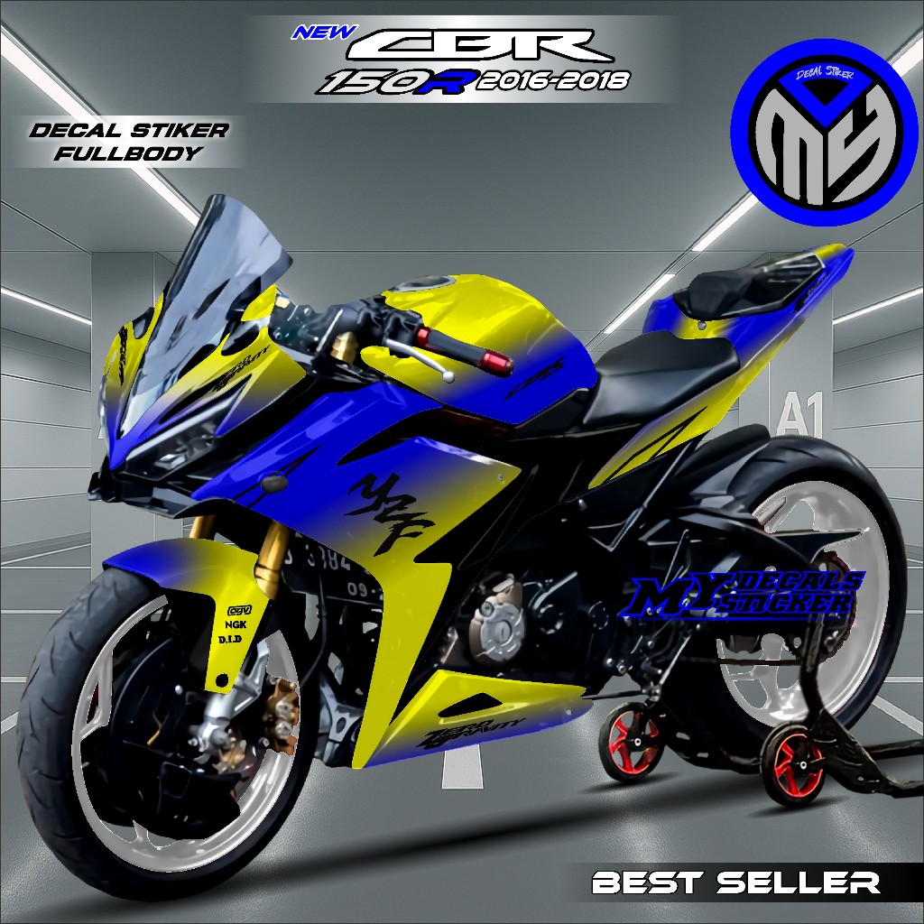 Decal CBR 150R 2016 Full Body Stiker Variasi Cbr150r Facelift 2017 2018 Fullbody Gradasi Biru