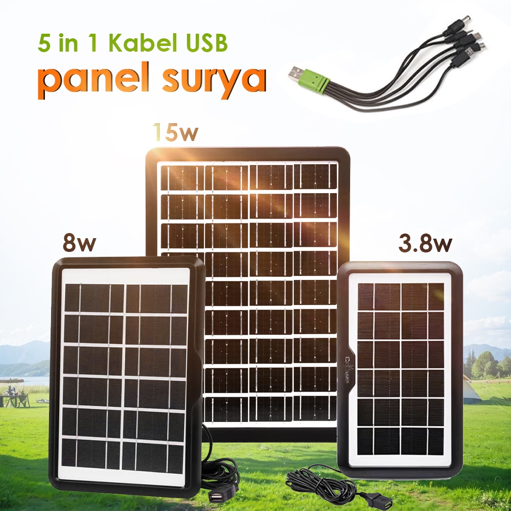Panel Pengisian Surya Luar Ruang Panel Pengisian Surya USB Panel Surya Kecil 18V Panel Surya Lipat