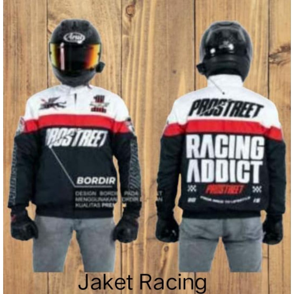 Jaket switer racing premium pria/jaket parasut pria All size,resleting  model distro