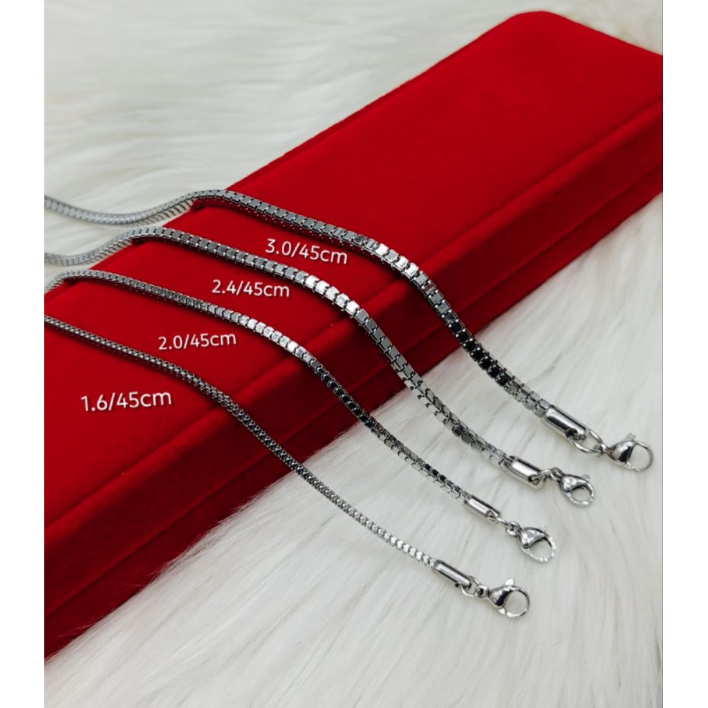kalung tulang panah(milano) 45cm silver asli titanium
