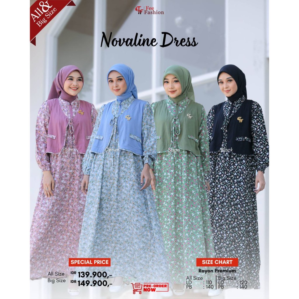 Fee Fashion Novaline Dress Gamis Rayon Bolero