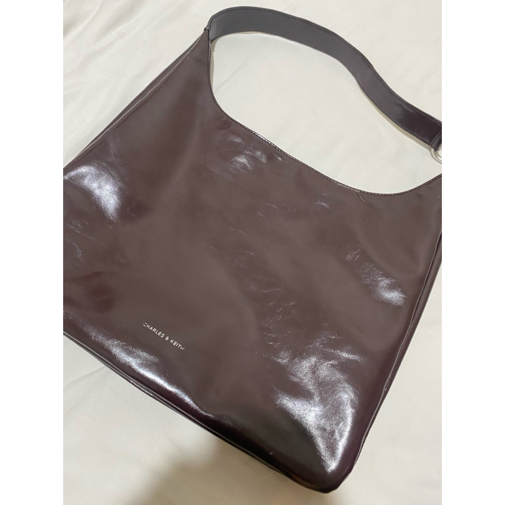 Charles n Keith Lumen Slouchy Hobo Bag Plum