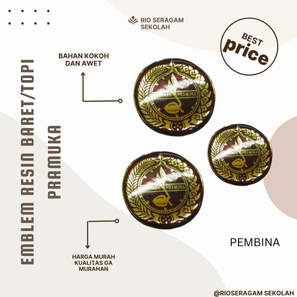 EMBLEM TOPI PEMBINA RESIN/ PIN TOPI PRAMUKA/ EMBLEM TOPI CEWE/ PIN TOPI PRAMUKA PUTRA PUTRI/ EMBLEM 