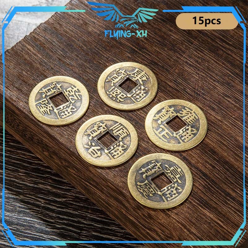 Uang Kuno China 15pcs/3set Koin Feng Shui Coin Cina Koin Fengshui Koin Kuno Asli Kuningan Koin Keber