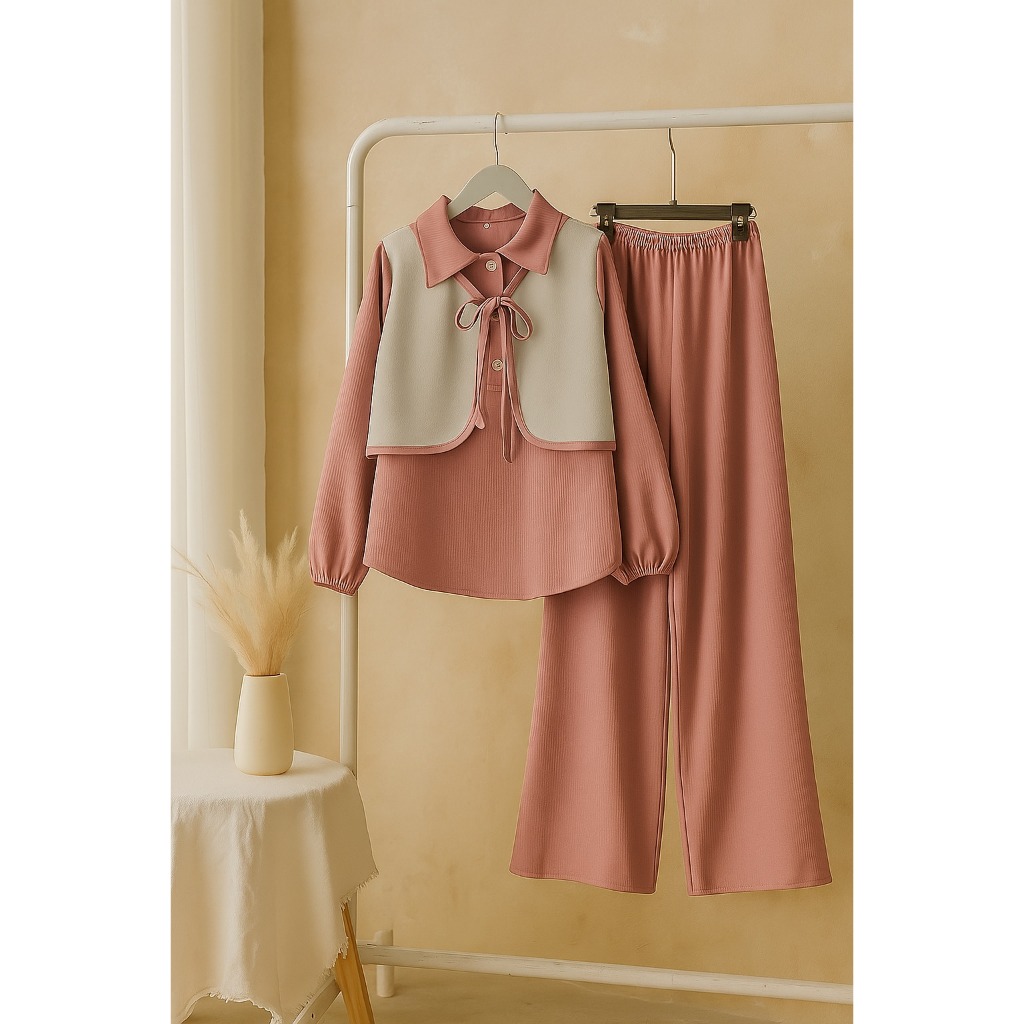 Baju Lebaran Anak Perempuan 2026 Pakaian Ngaji 2In1 Bocah Setcel Baju Kurung Setelan Muslim Cewek 13