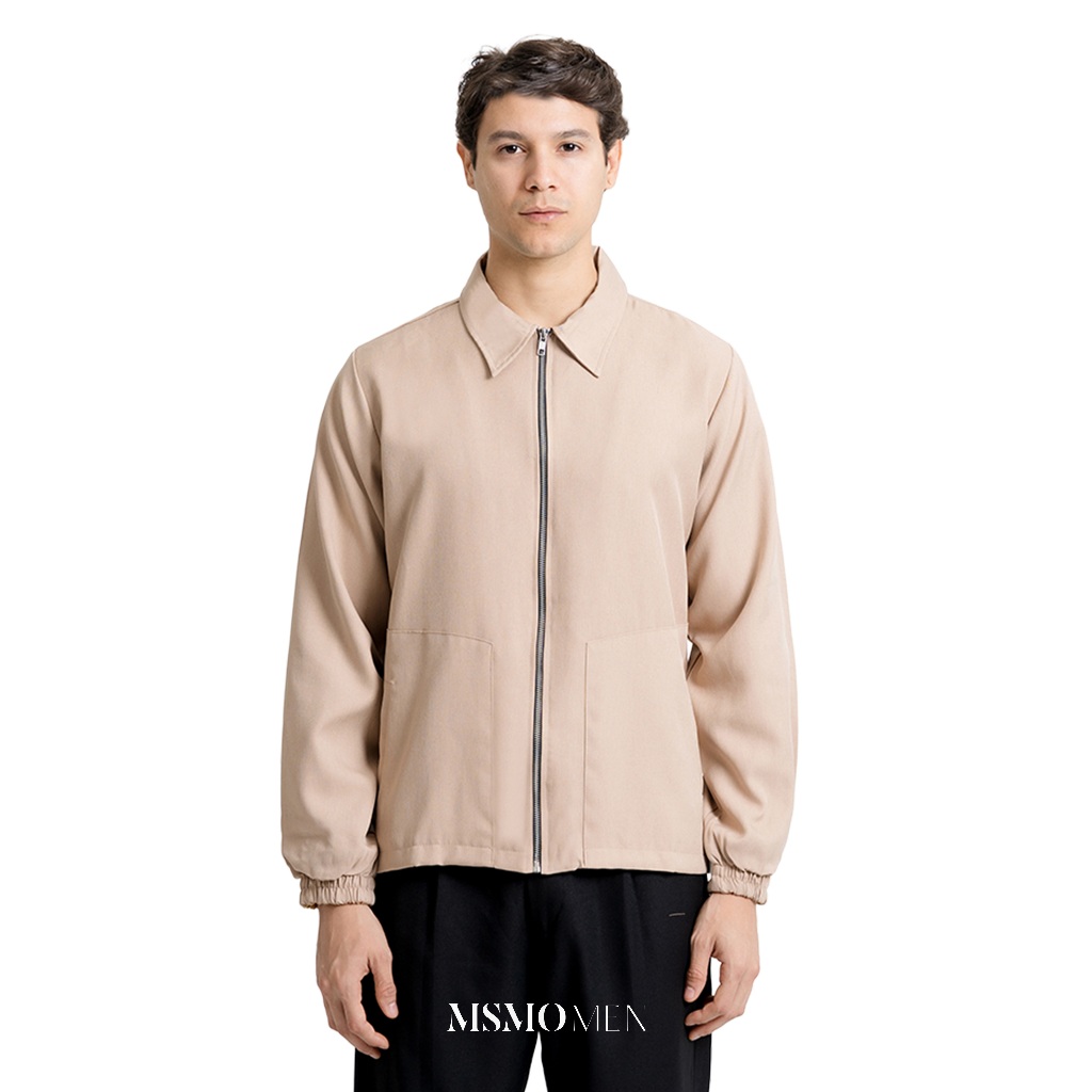 MSMO Men Fonseca Jacket Hoodie in Mocca Outer Atasan Pria Outer Lengan Panjang warna Coklat