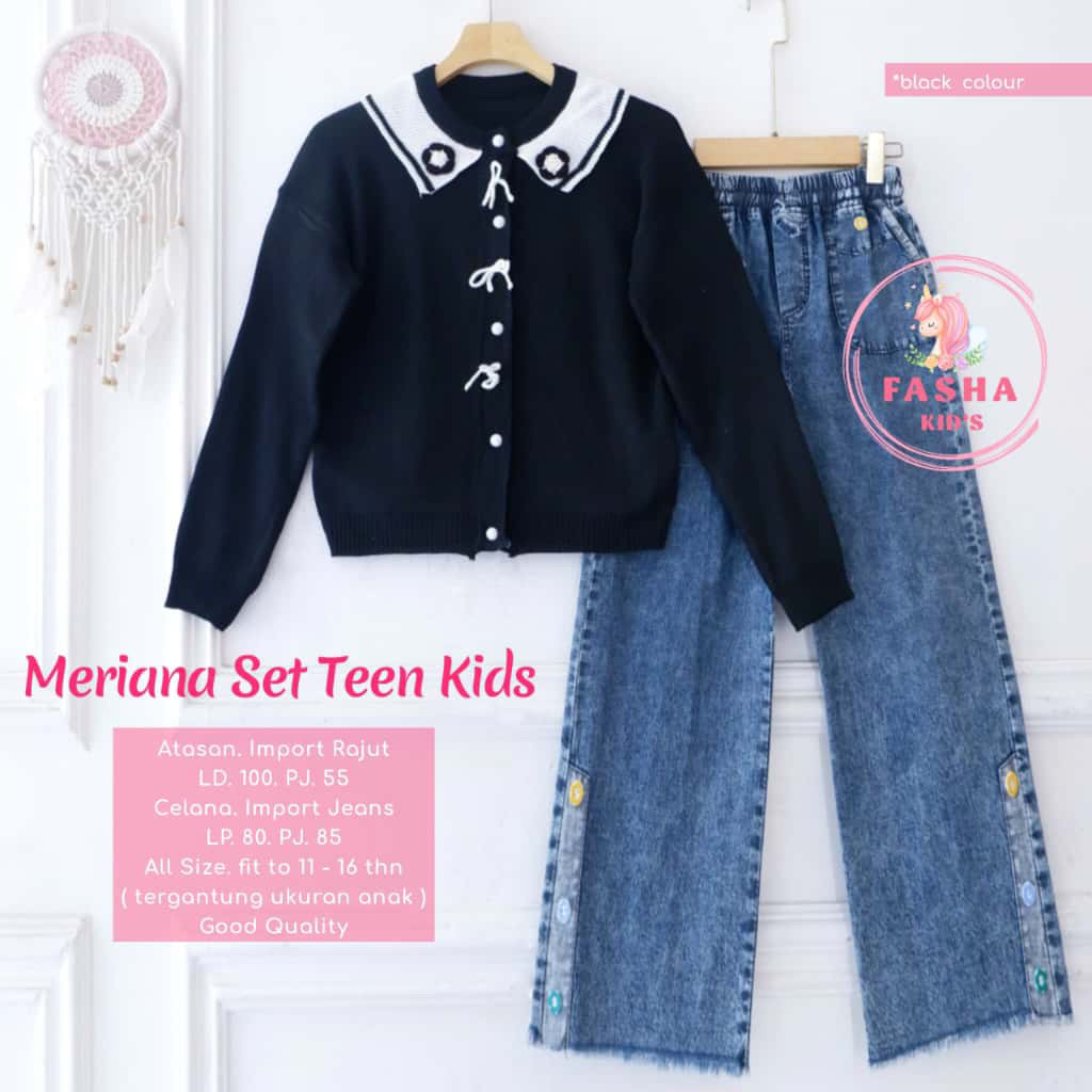 (( New )) Meriana Set Teen Kids Setelan  Blouse dan Celana Jeans Anak Remaja Perempuan 11-16 Tahun  