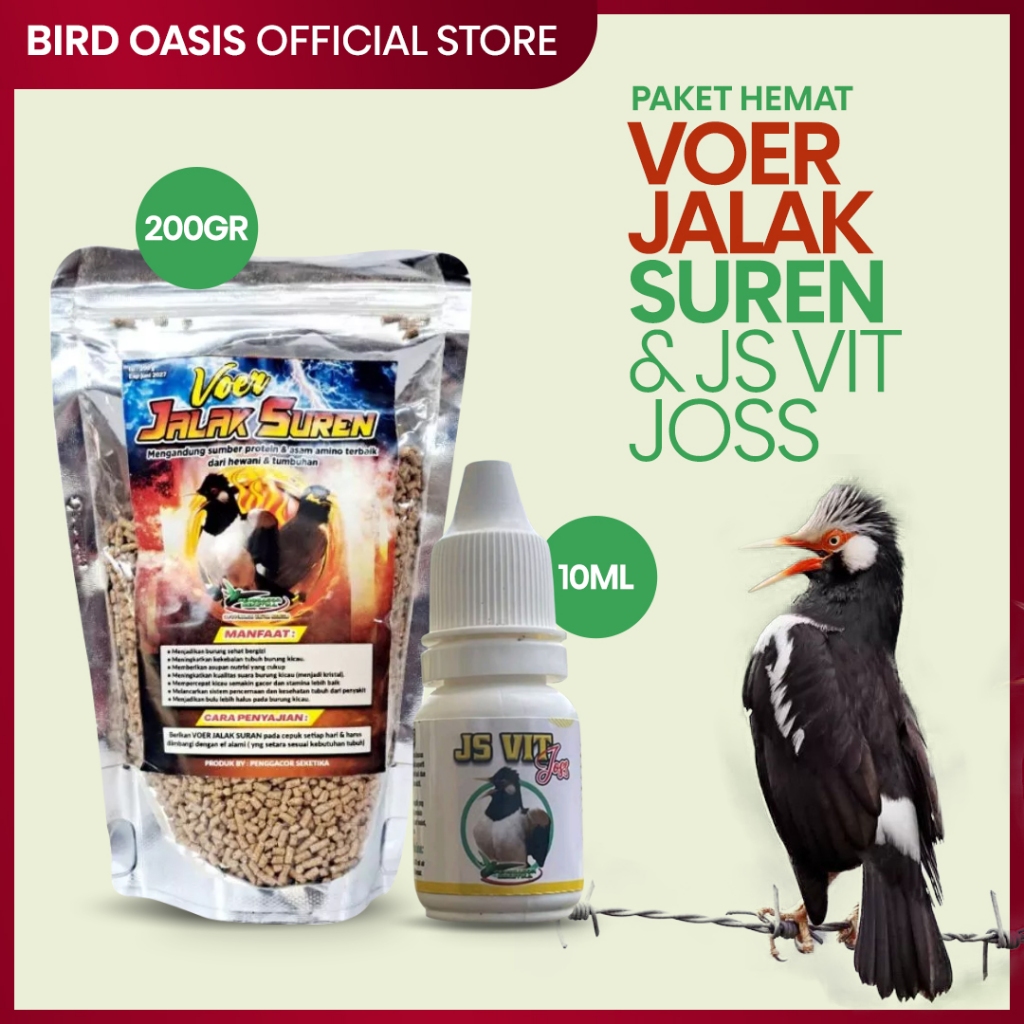 [HARGA PAKET HEMAT] Voer Jalak Suren 200g + JS Vit Joss 10ml
